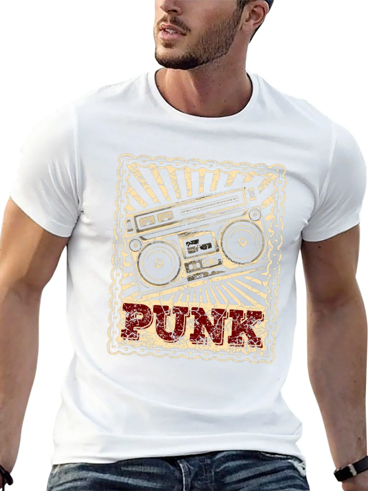 Retro Punk Boombox Graphic T-Shirt product image 12