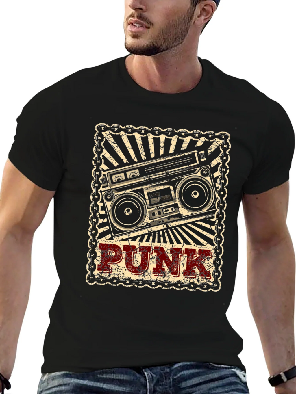 Retro Punk Boombox Graphic T-Shirt product image 6