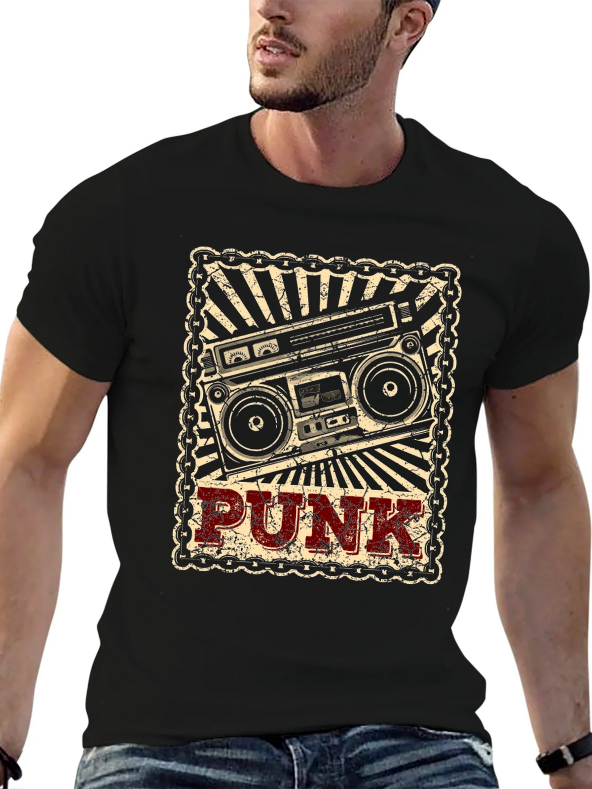 Retro Punk Boombox Graphic T-Shirt product image 6