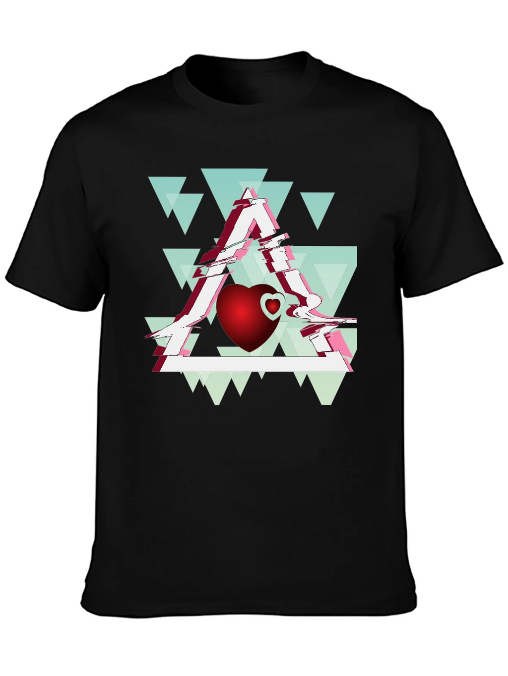 Abstract Heart & Triangle Graphic Tee - Modern Style product image 3