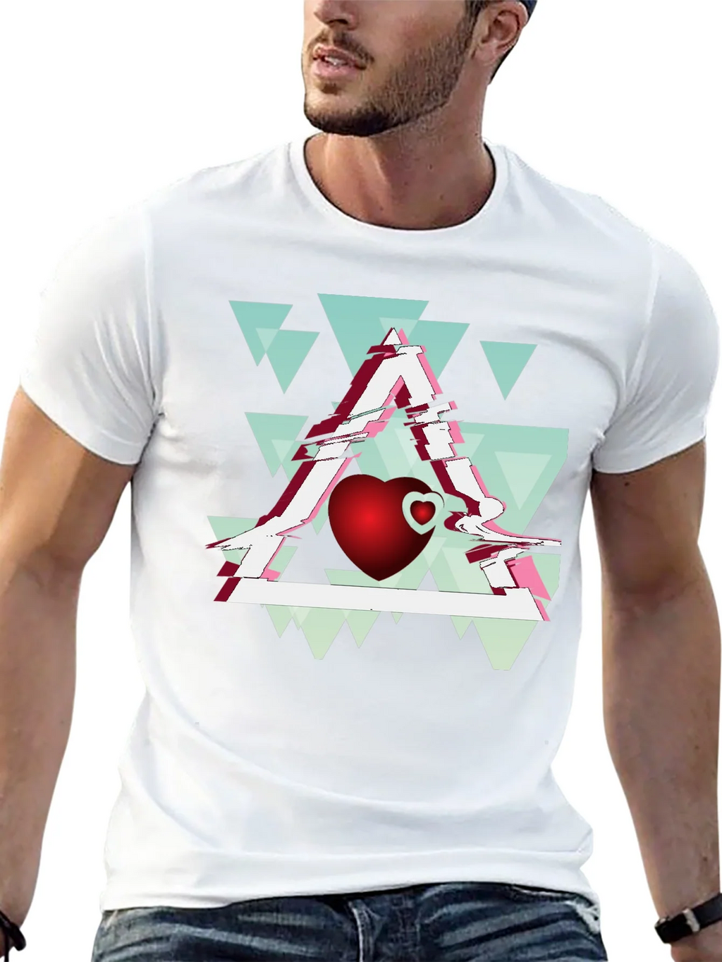 Abstract Heart & Triangle Graphic Tee - Modern Style product image 12