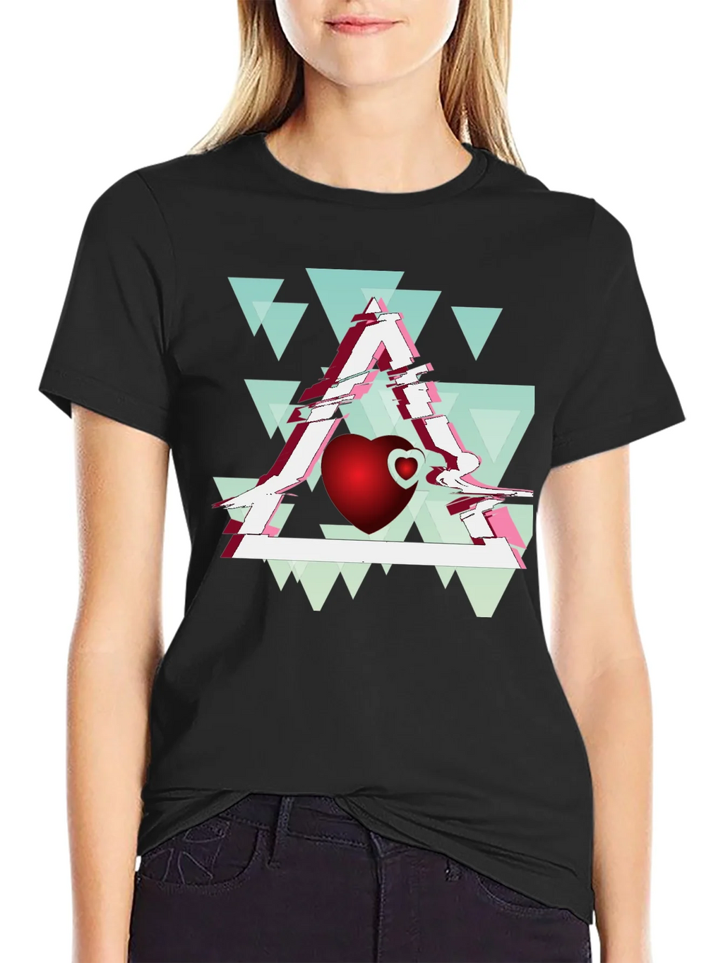 Abstract Heart & Triangle Graphic Tee - Modern Style product image 2