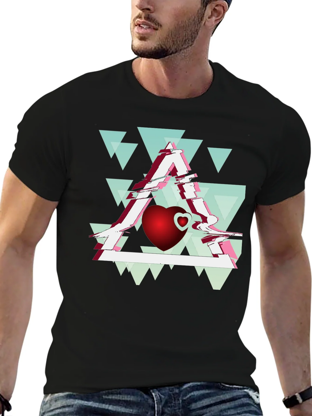 Abstract Heart & Triangle Graphic Tee - Modern Style product image 6
