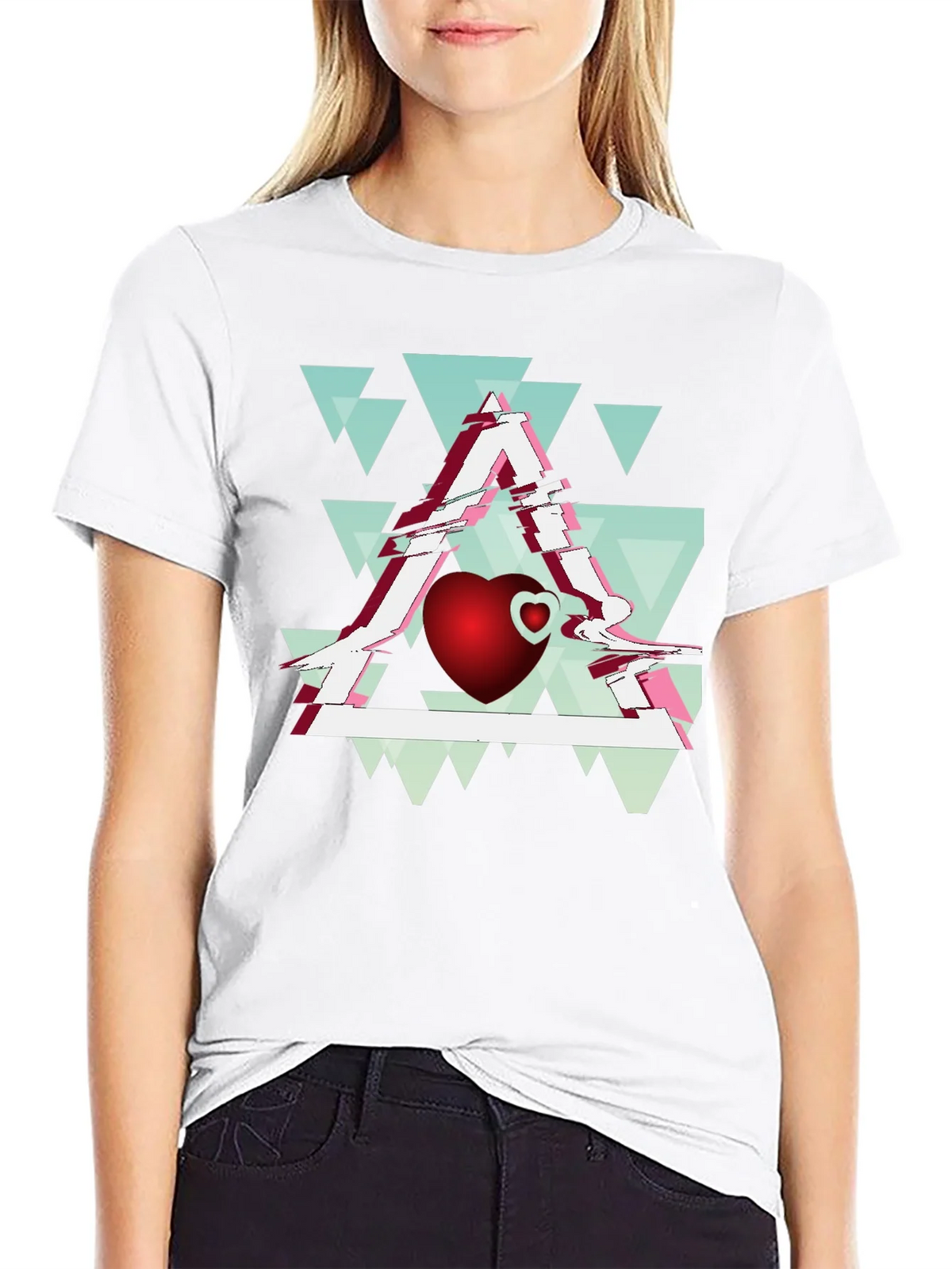 Abstract Heart & Triangle Graphic Tee - Modern Style product image 8