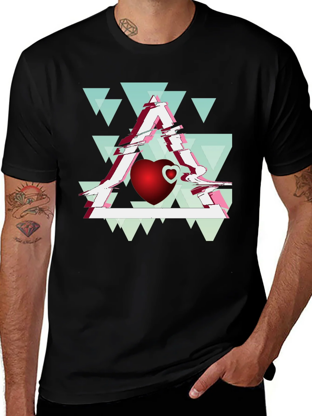 Abstract Heart & Triangle Graphic Tee - Modern Style product image 1