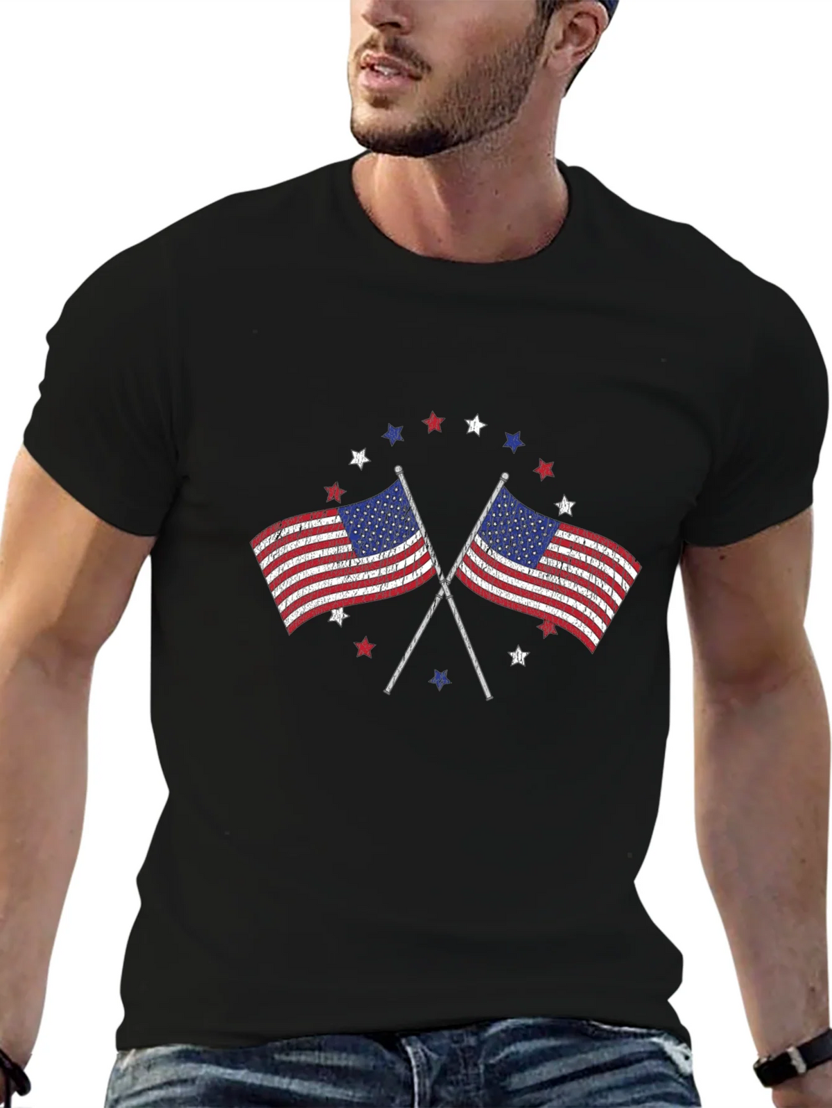 American Flag Graphic Print Mens T-Shirt product image 5