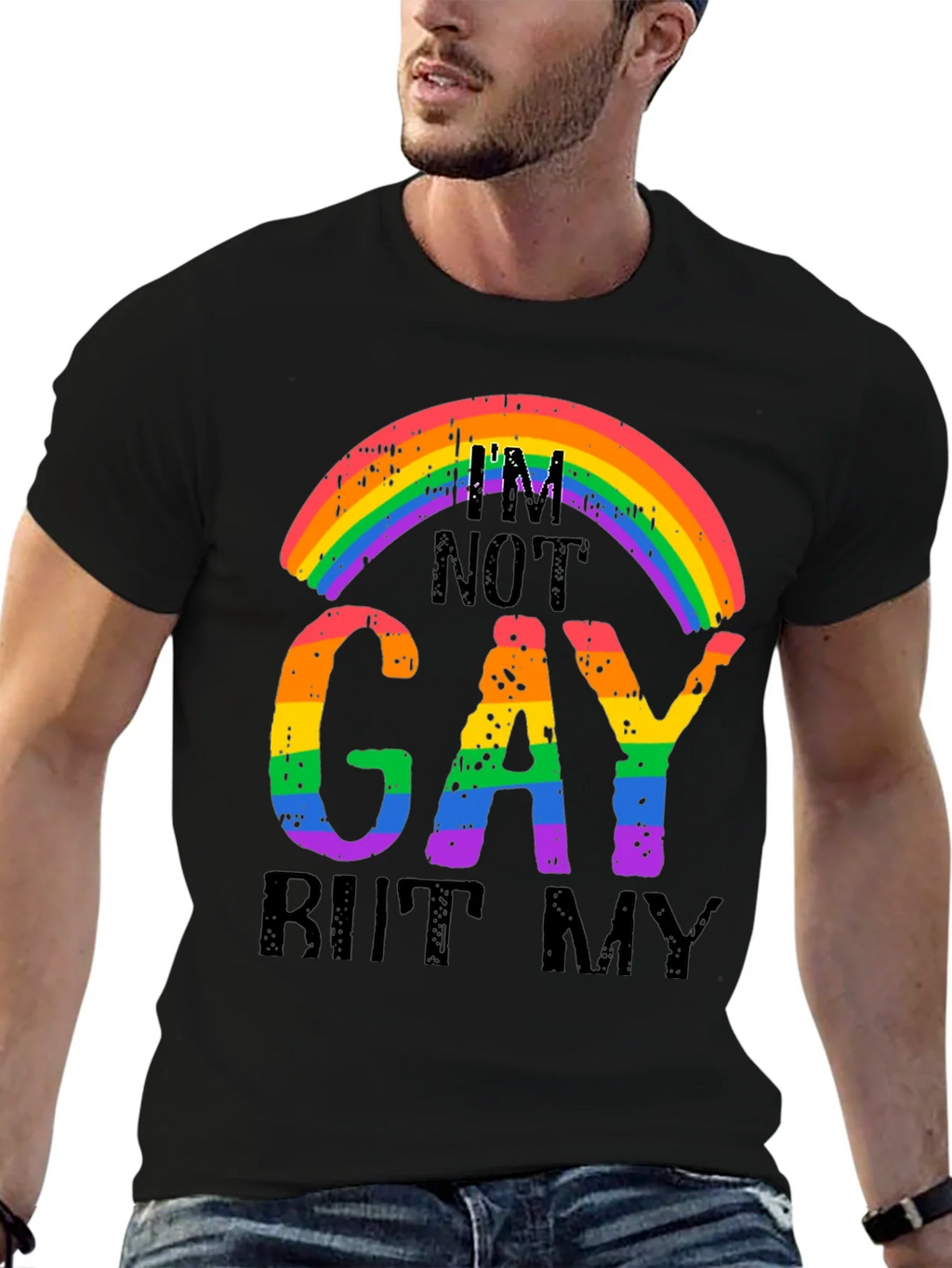 Rainbow Graphic T-Shirt - Im Not Gay But My... product image 6