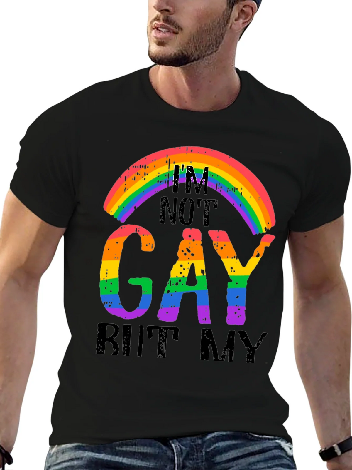 Rainbow Graphic T-Shirt - Im Not Gay But My... product image 6