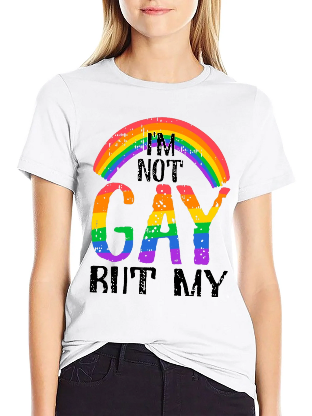 Rainbow Graphic T-Shirt - Im Not Gay But My... product image 8