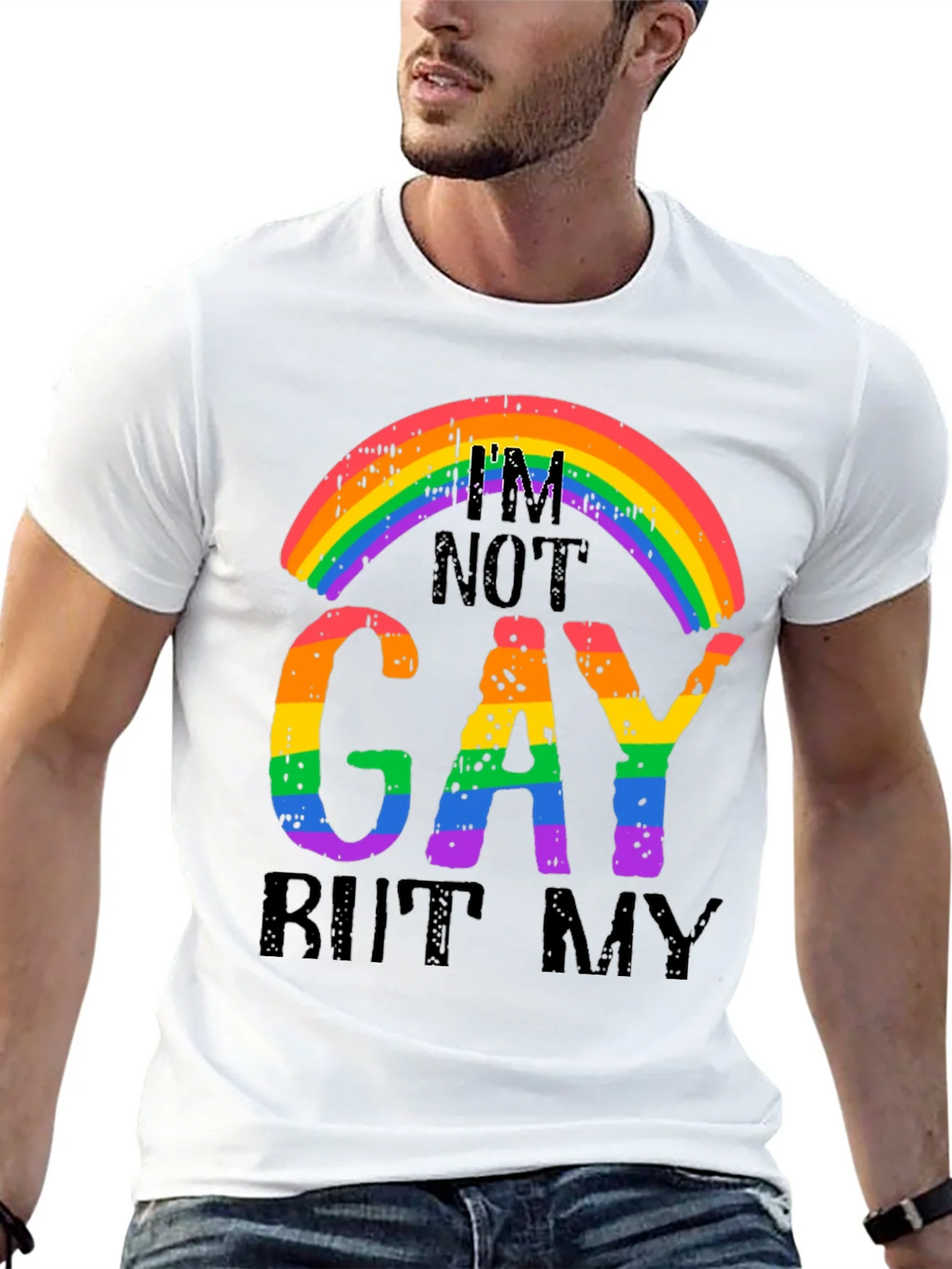Rainbow Graphic T-Shirt - Im Not Gay But My... product image 12