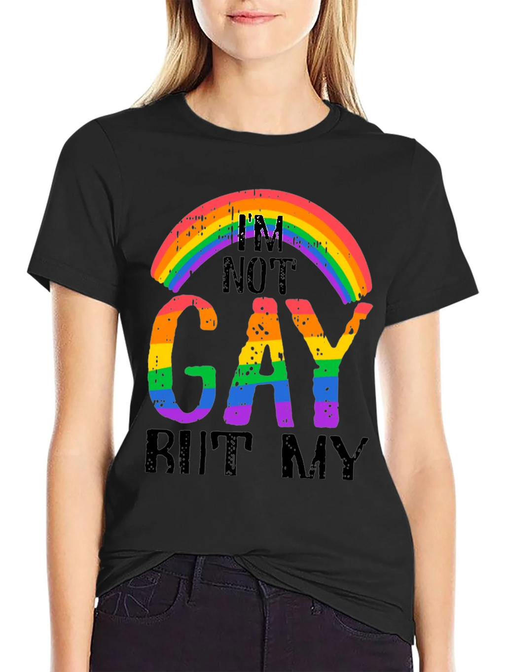 Rainbow Graphic T-Shirt - Im Not Gay But My... product image 2