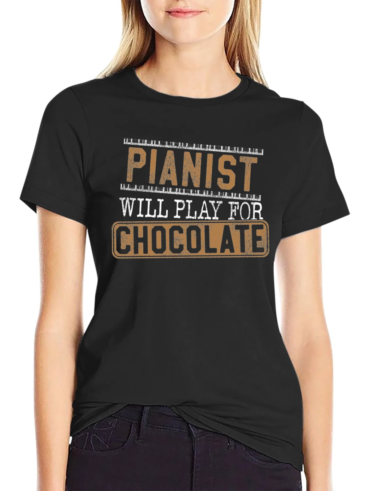 Pianist Will Play For Chocolate Novelty T-Shirt product image 2