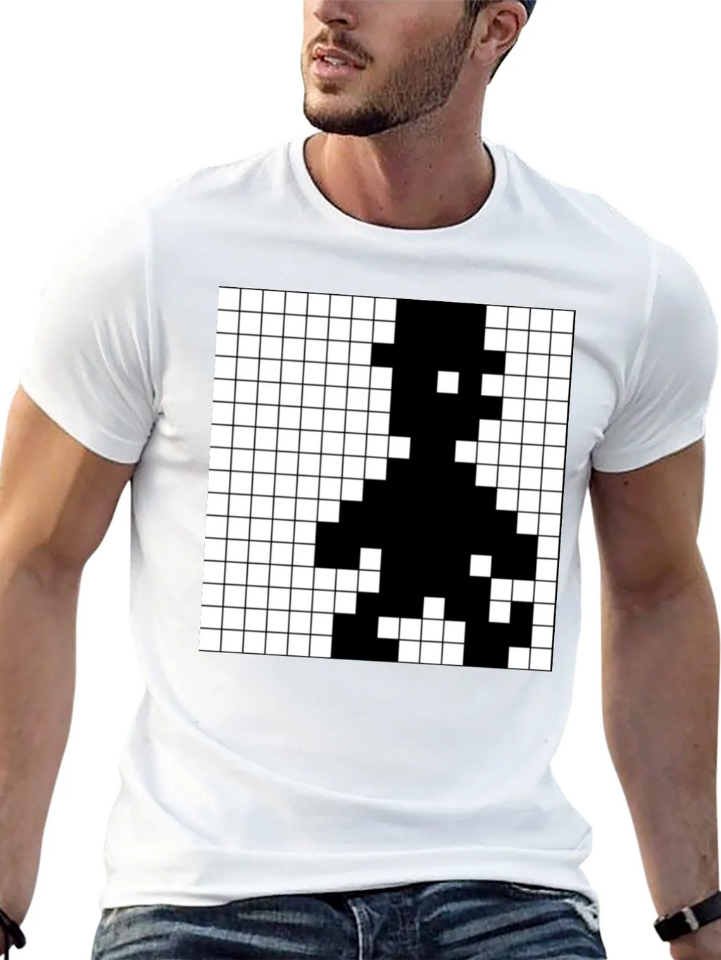 Pixelated Grid Graphic T-Shirt - Modern Minimalist Tee product image 12