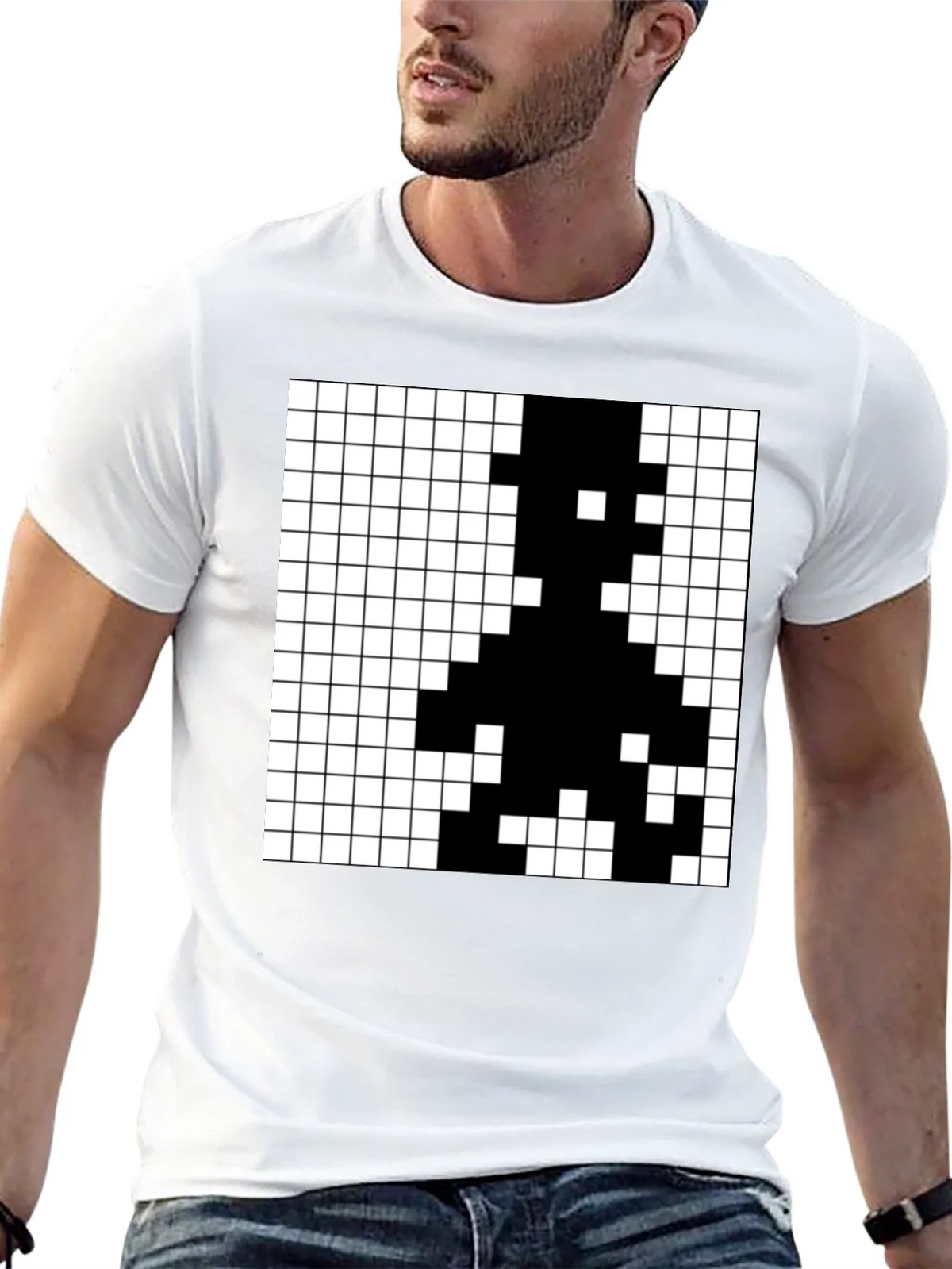 Pixelated Grid Graphic T-Shirt - Modern Minimalist Tee product image 12