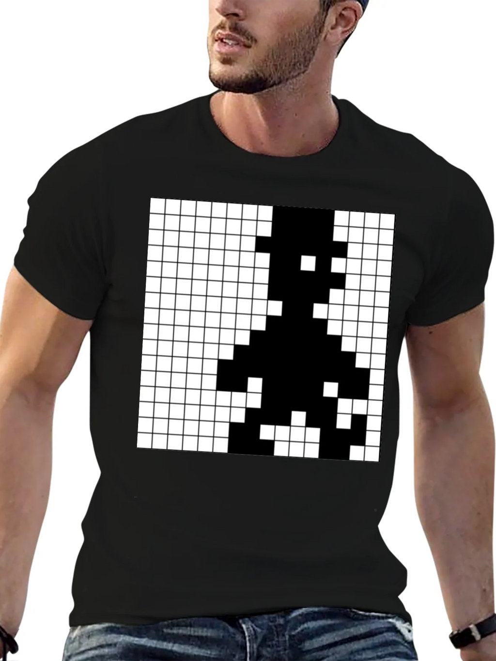 Pixelated Grid Graphic T-Shirt - Modern Minimalist Tee product image 6