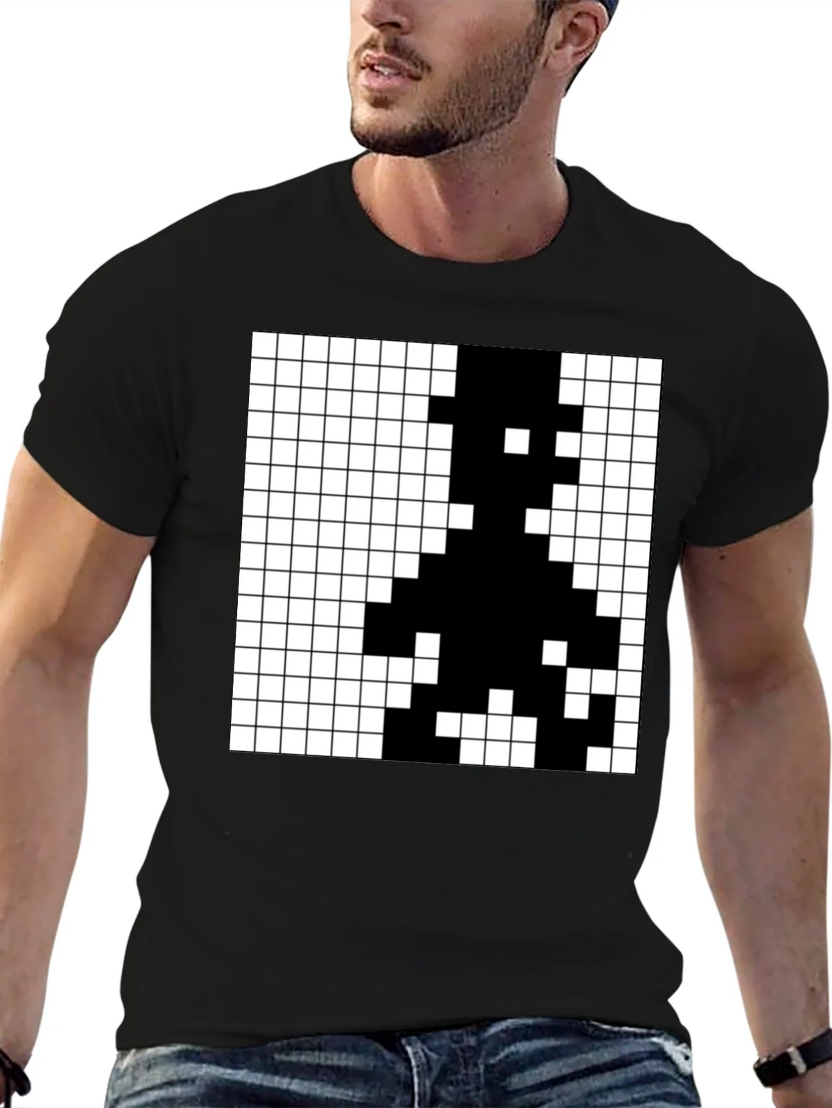 Pixelated Grid Graphic T-Shirt - Modern Minimalist Tee product image 6