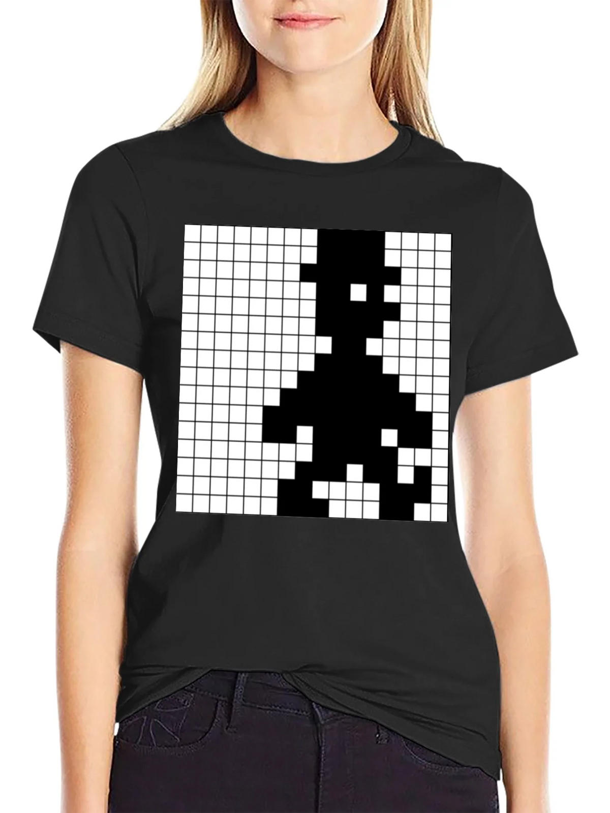 Pixelated Grid Graphic T-Shirt - Modern Minimalist Tee product image 2