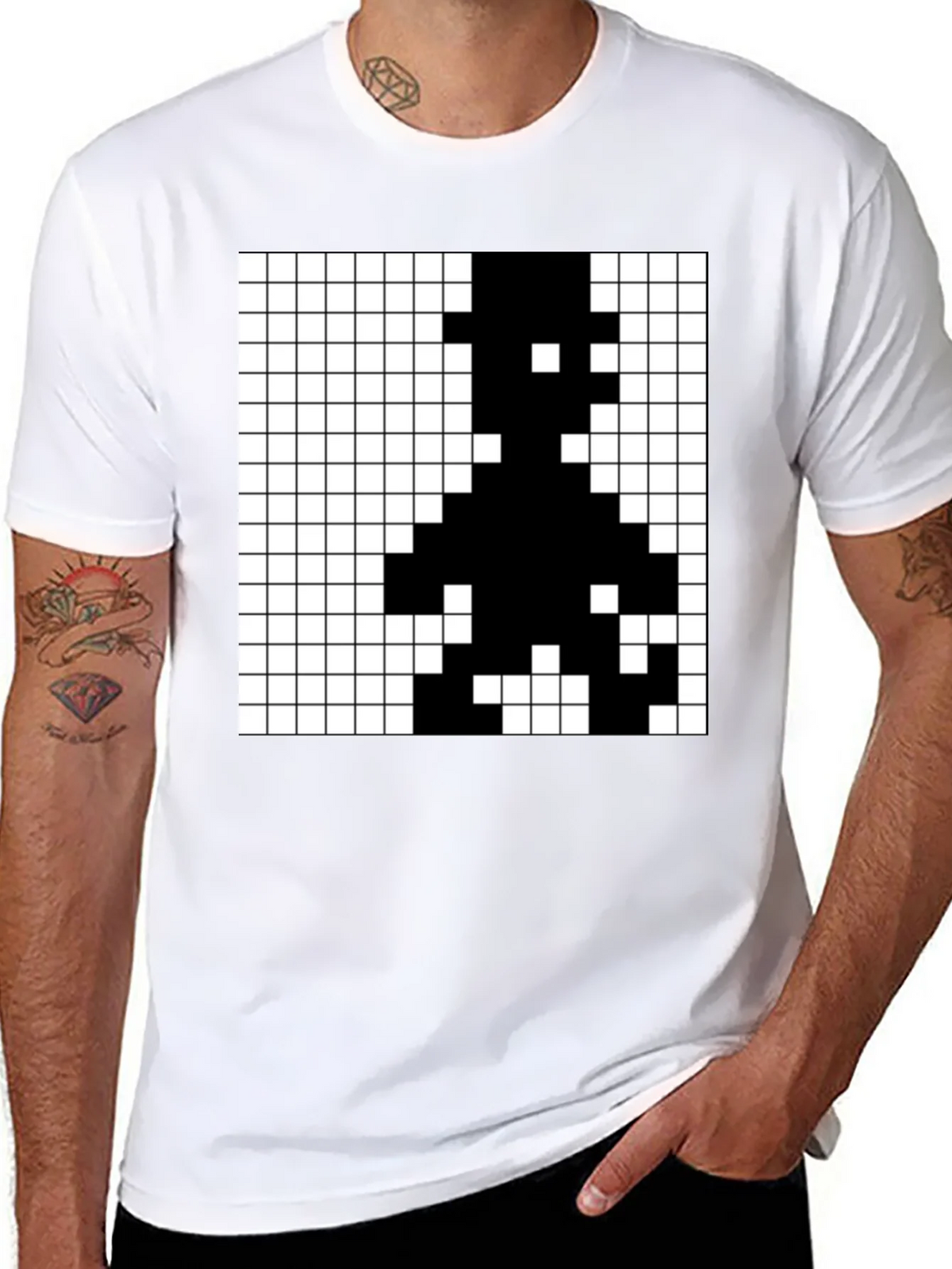 Pixelated Grid Graphic T-Shirt - Modern Minimalist Tee product image 7