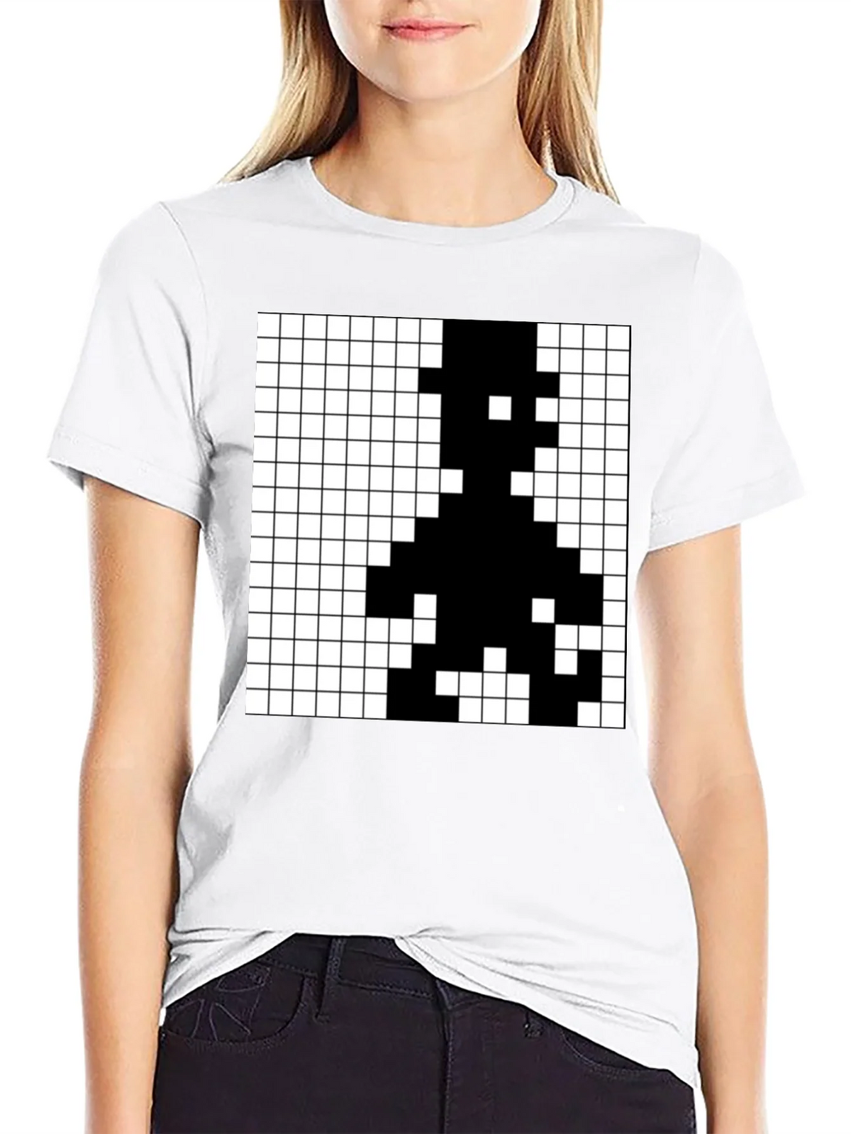 Pixelated Grid Graphic T-Shirt - Modern Minimalist Tee product image 8