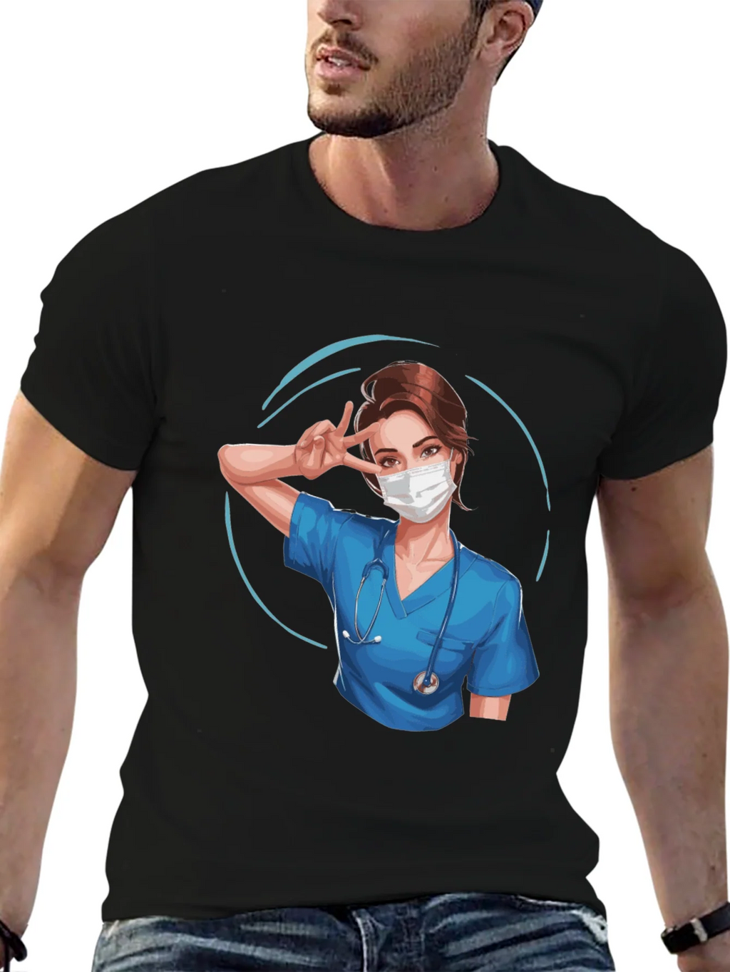 Nurse Graphic T-Shirt - Black product image 6
