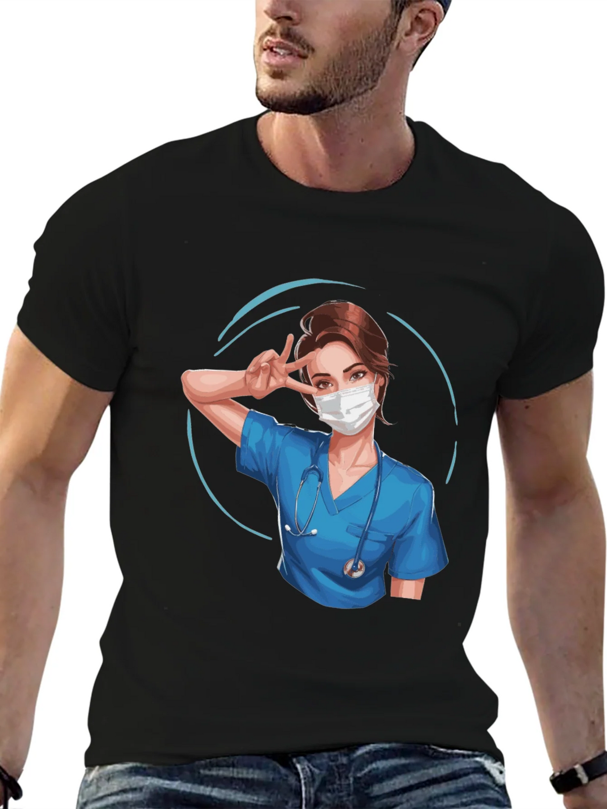 Nurse Graphic T-Shirt - Black product image 6