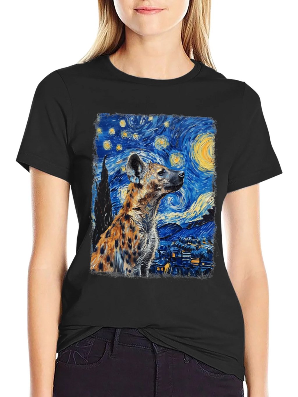 Hyena Starry Night T-Shirt | Unique Art Tee product image 2