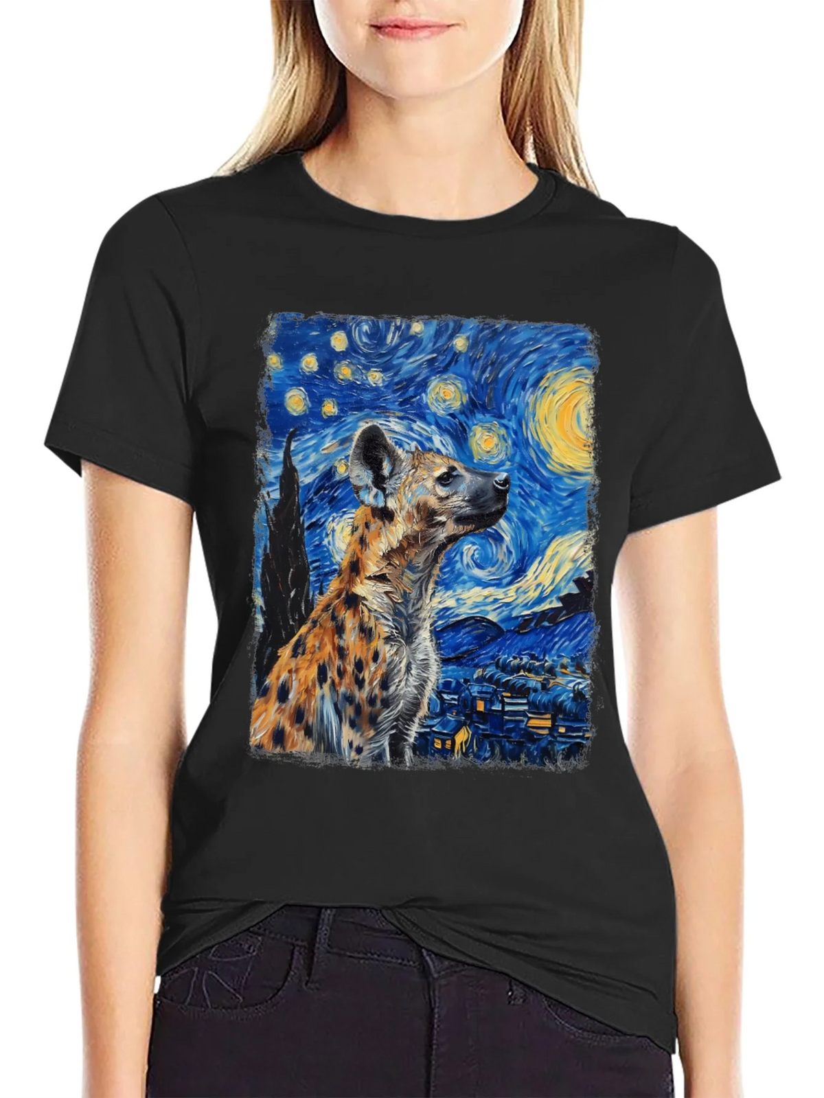 Hyena Starry Night T-Shirt | Unique Art Tee product image 2