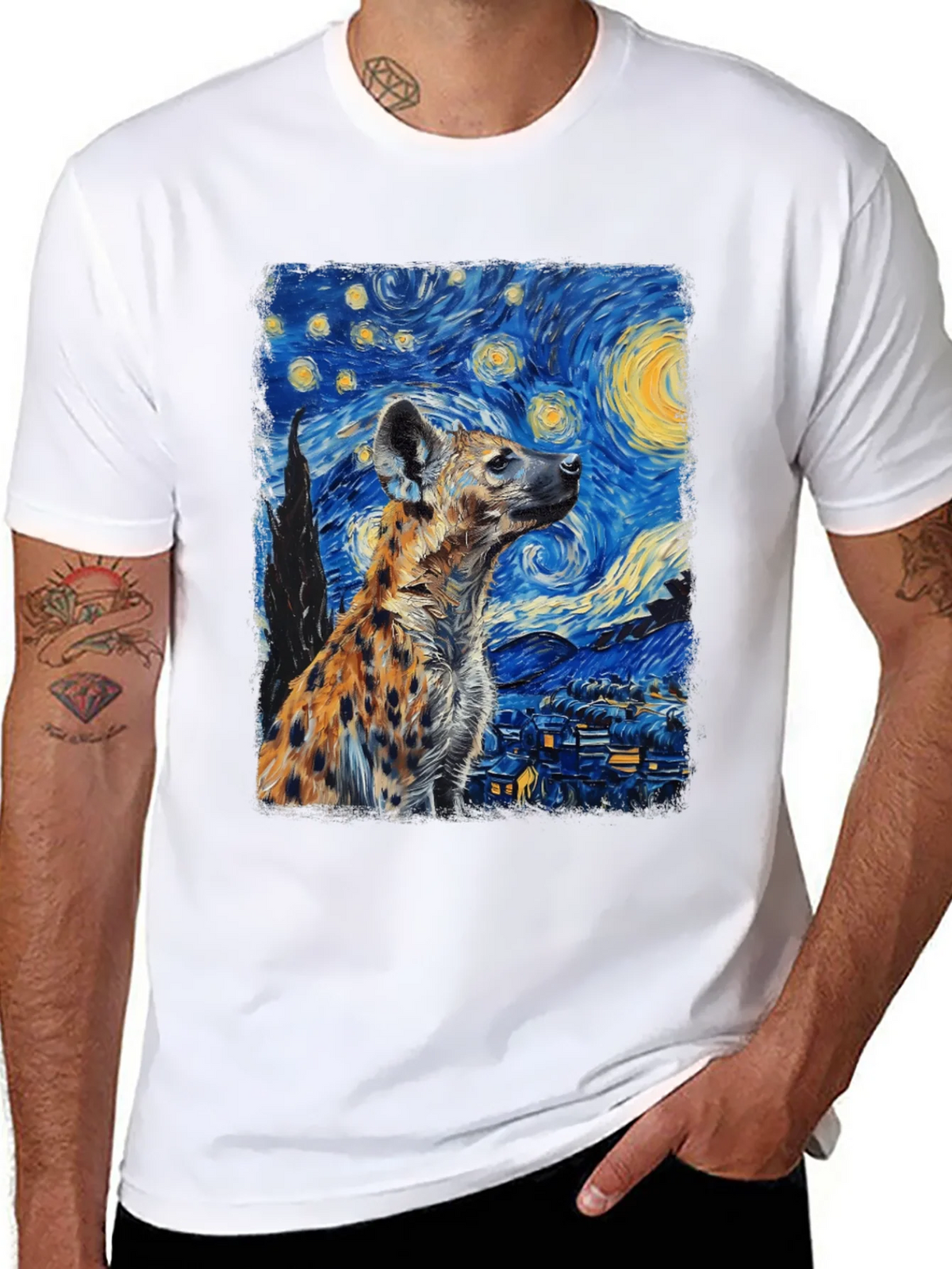 Hyena Starry Night T-Shirt | Unique Art Tee product image 7