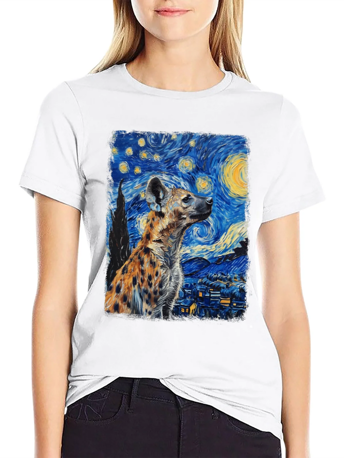 Hyena Starry Night T-Shirt | Unique Art Tee product image 8