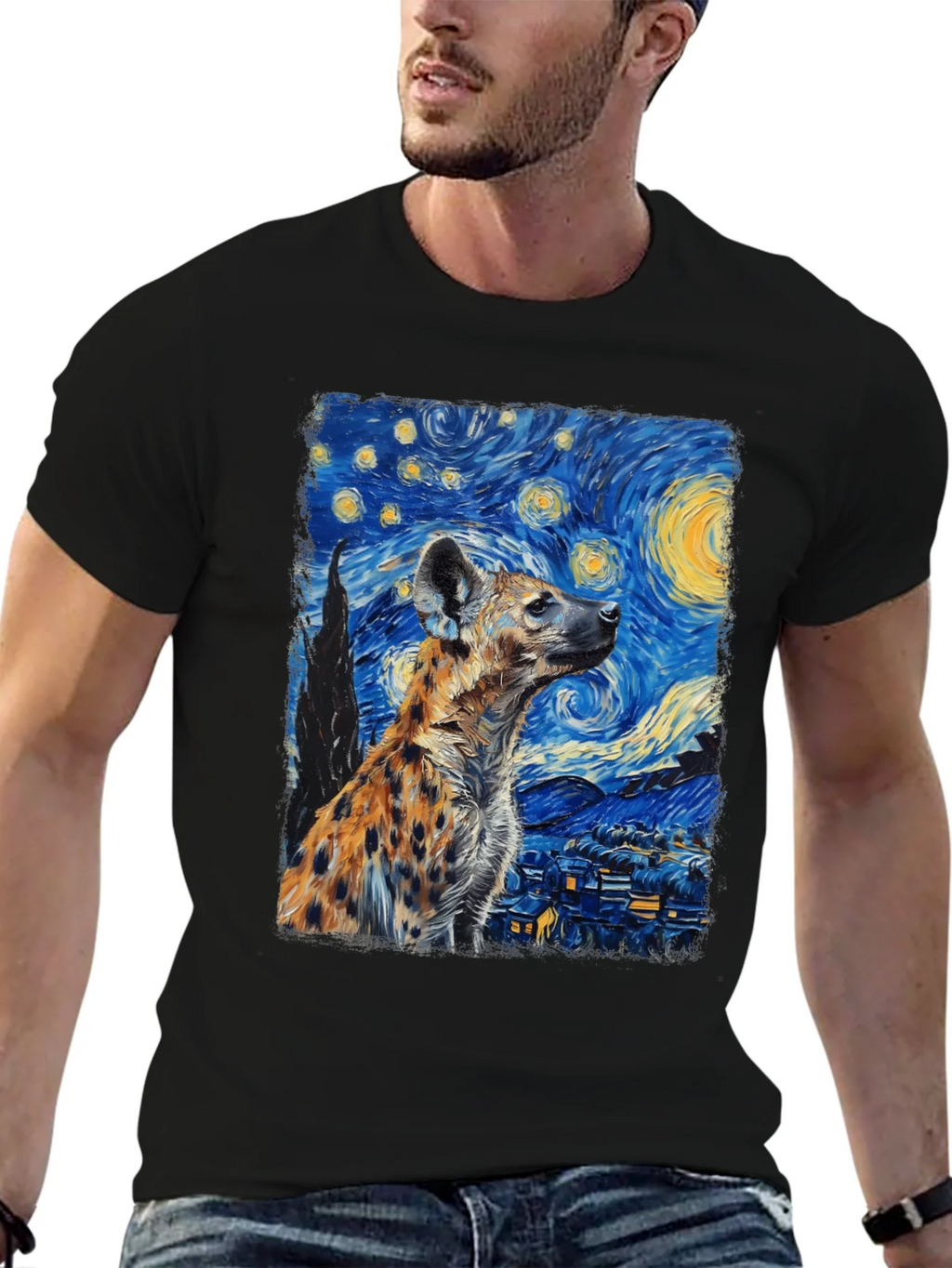 Hyena Starry Night T-Shirt | Unique Art Tee product image 6