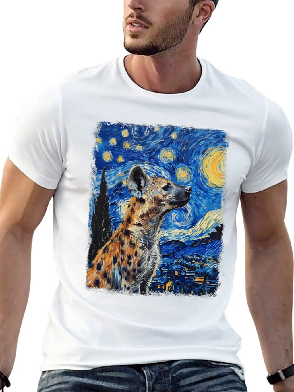Hyena Starry Night T-Shirt | Unique Art Tee product image 12