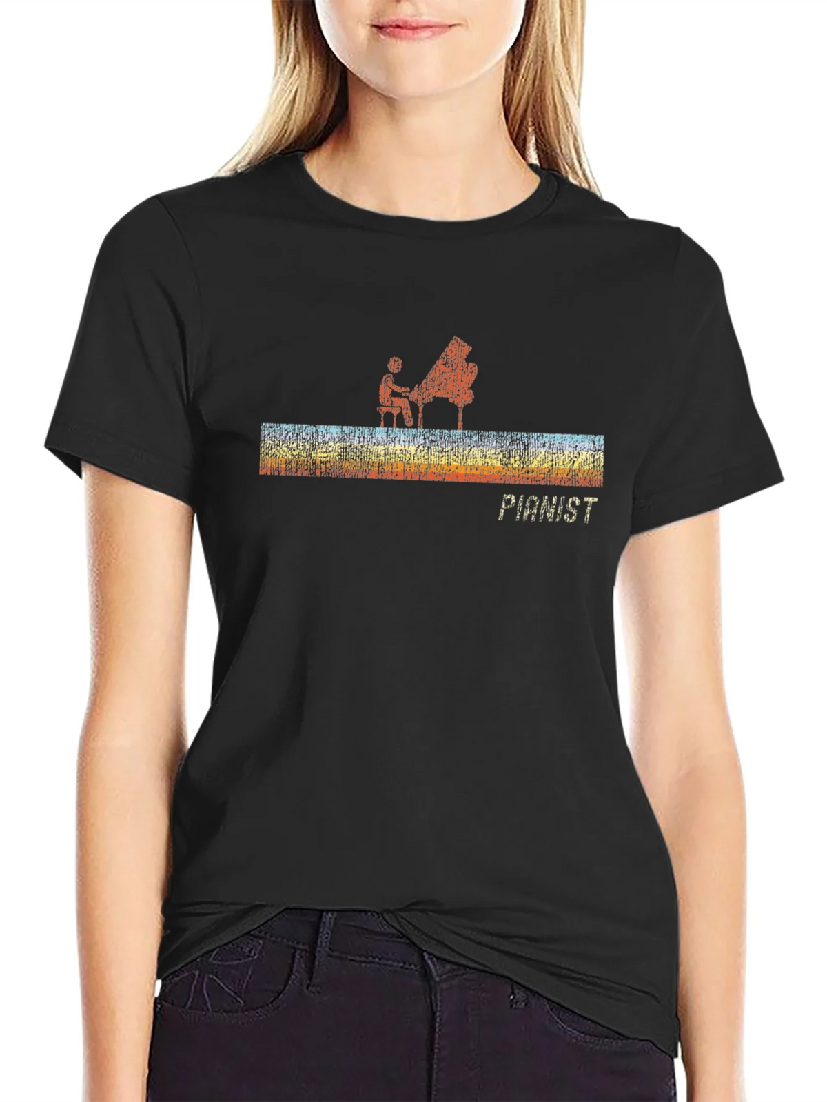 Pianist Graphic Black T-Shirt product image 2