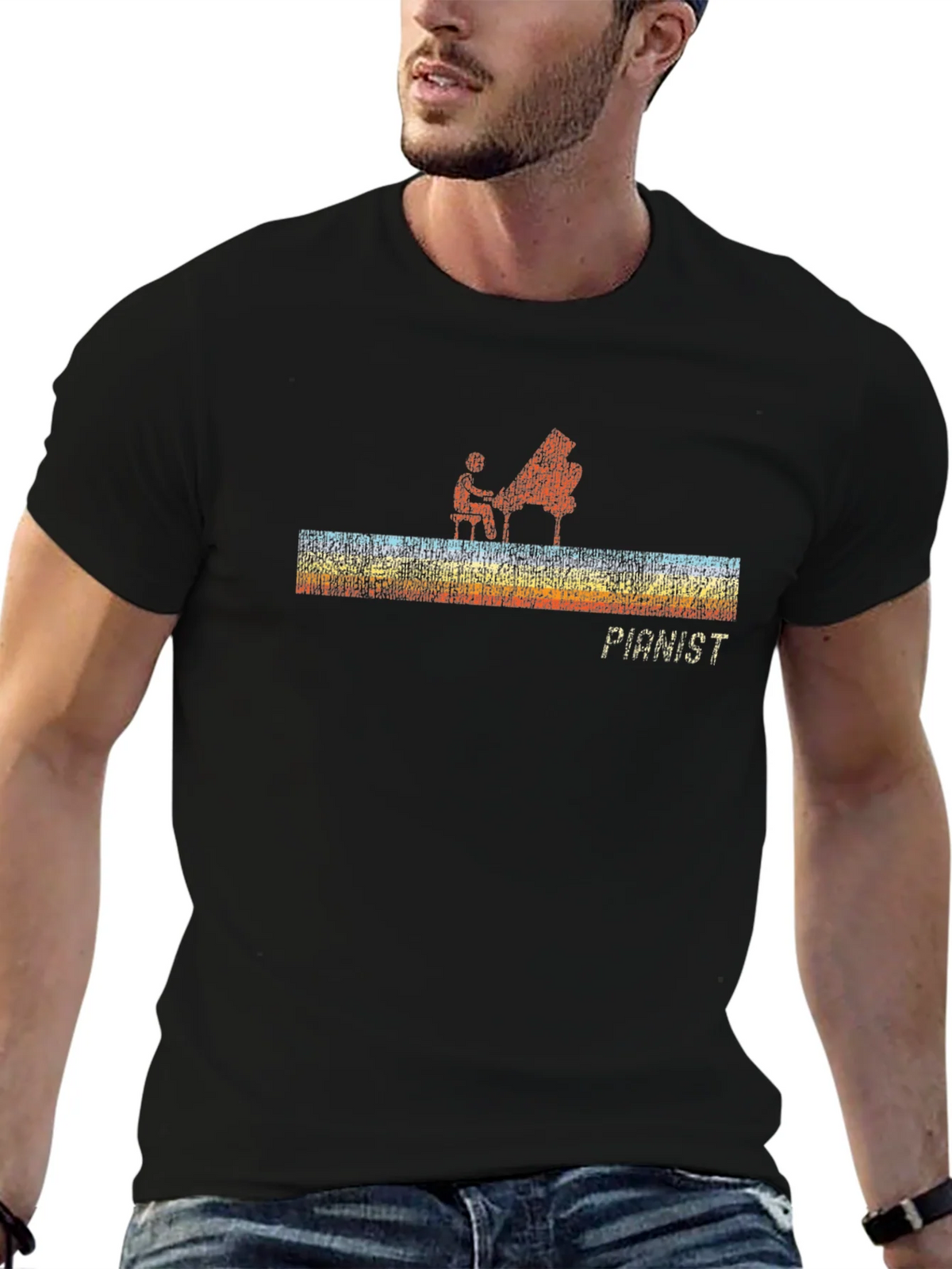 Pianist Graphic Black T-Shirt product image 6