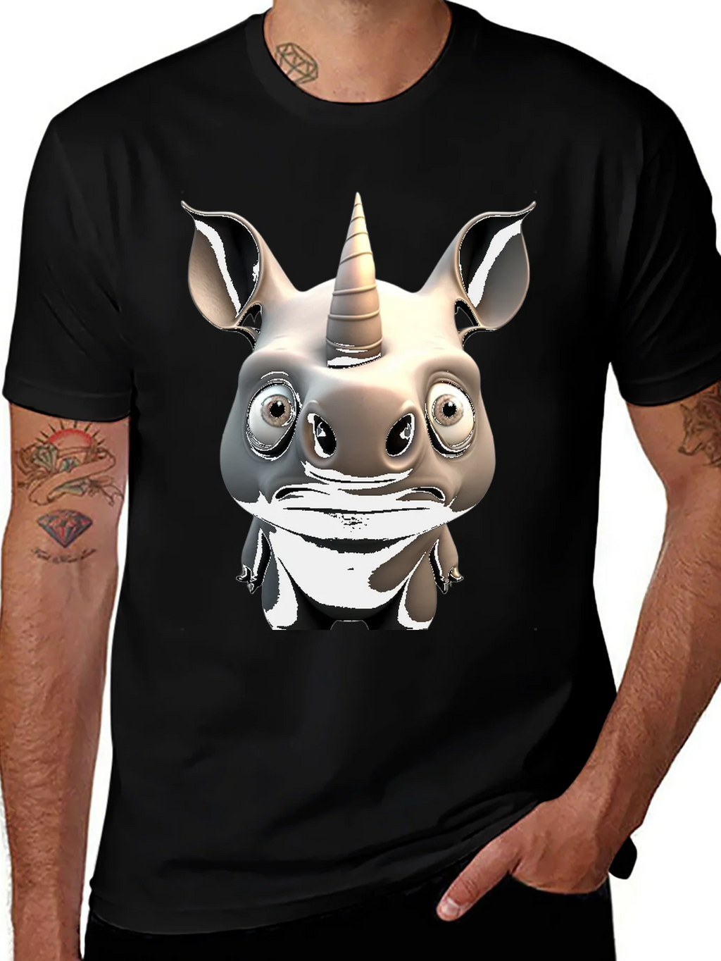 Unicorn Rhino Graphic T-Shirt - Quirky Animal Tee product image 1