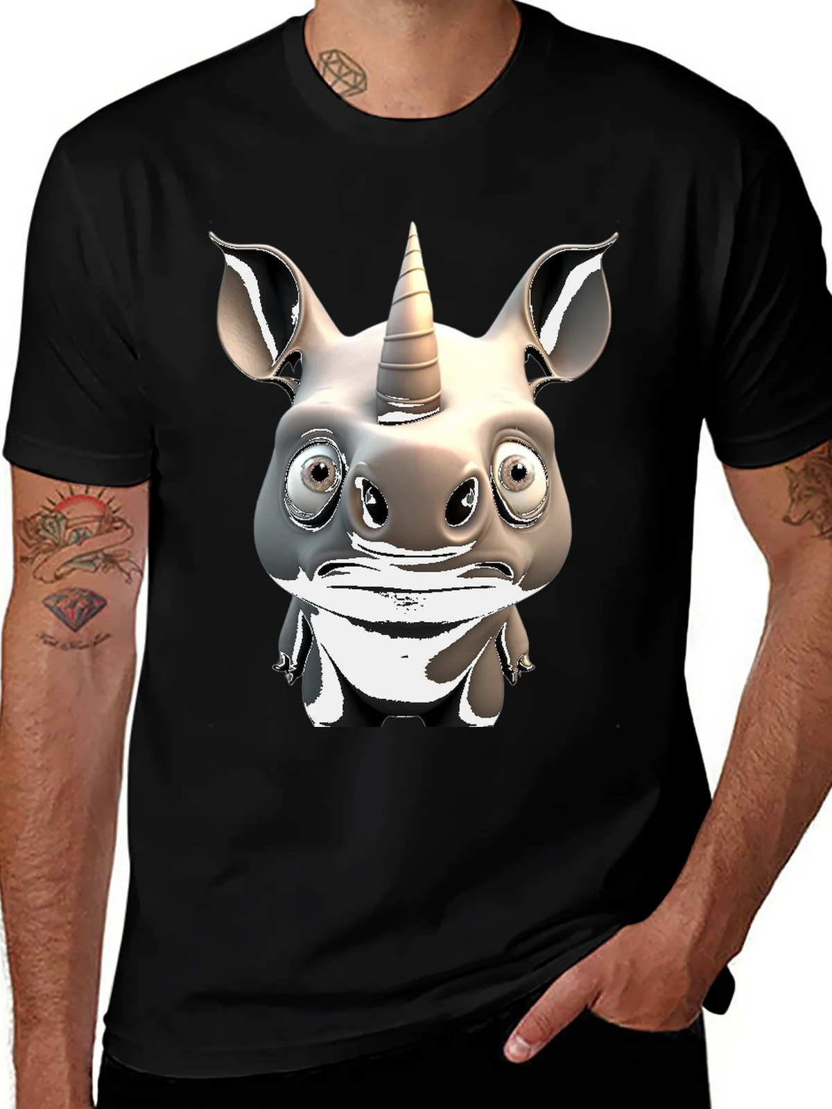 Unicorn Rhino Graphic T-Shirt - Quirky Animal Tee product image 1