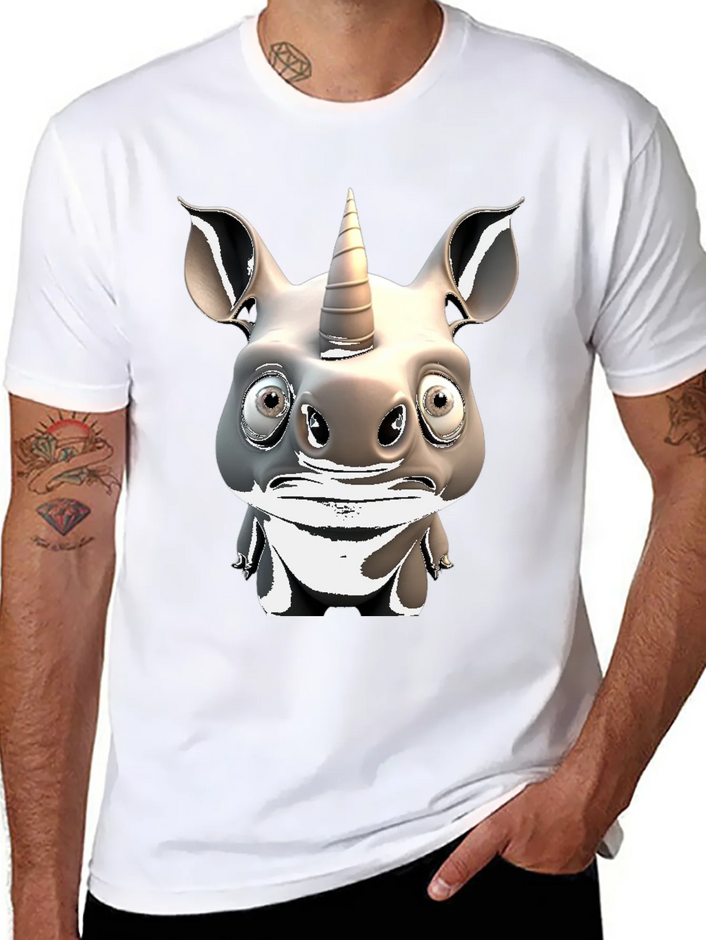 Unicorn Rhino Graphic T-Shirt - Quirky Animal Tee product image 7
