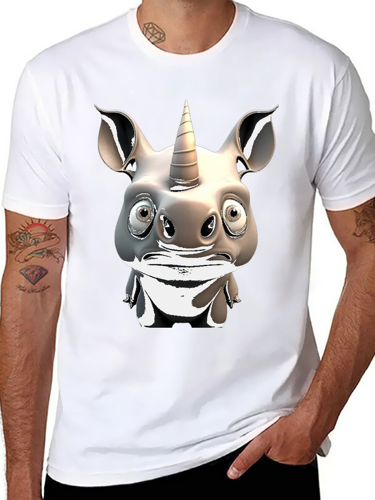 Unicorn Rhino Graphic T-Shirt - Quirky Animal Tee product image 7
