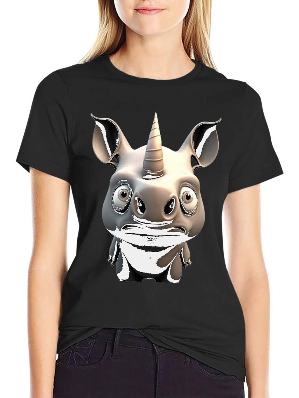Unicorn Rhino Graphic T-Shirt - Quirky Animal Tee product image 2