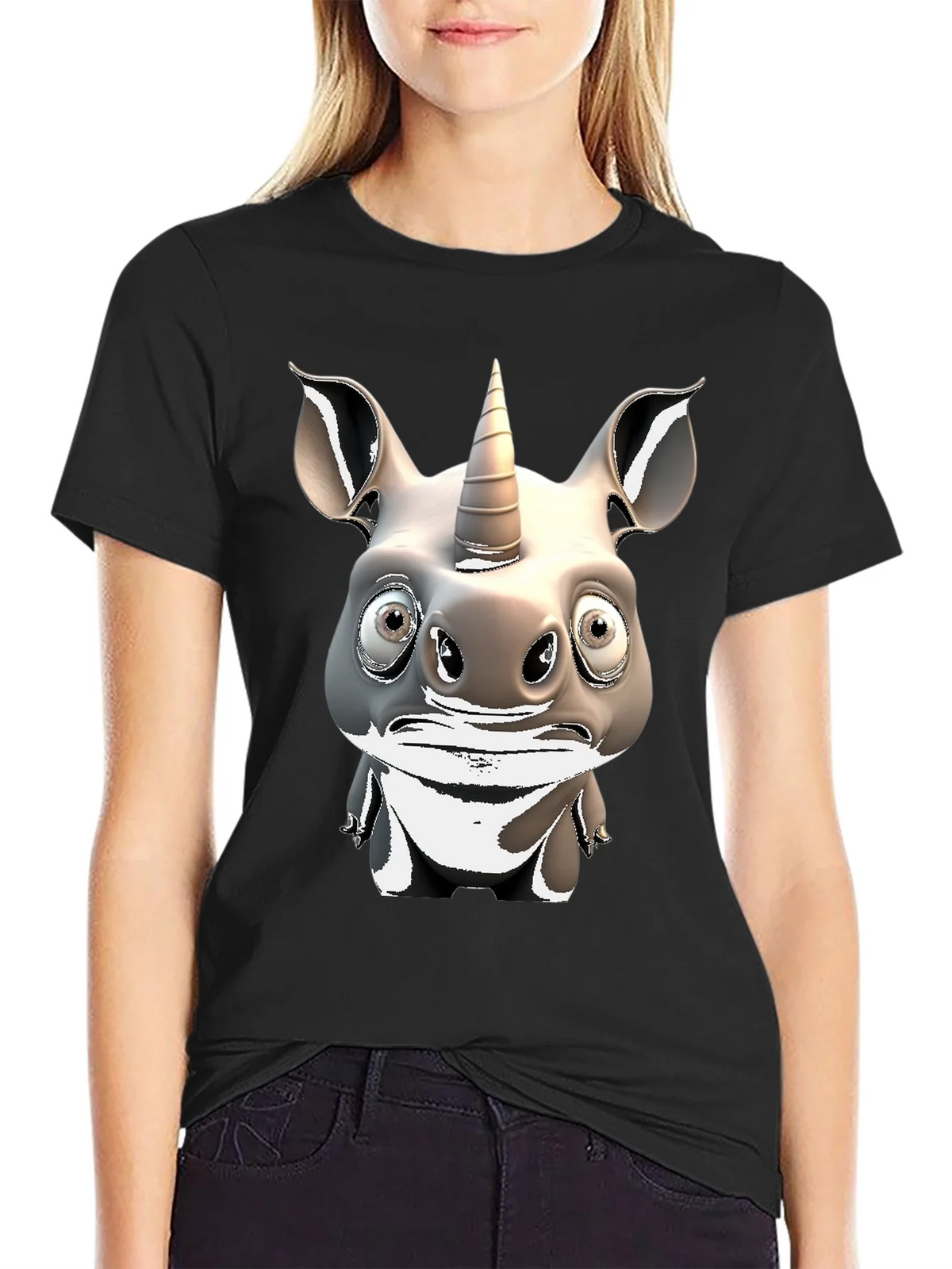 Unicorn Rhino Graphic T-Shirt - Quirky Animal Tee product image 2