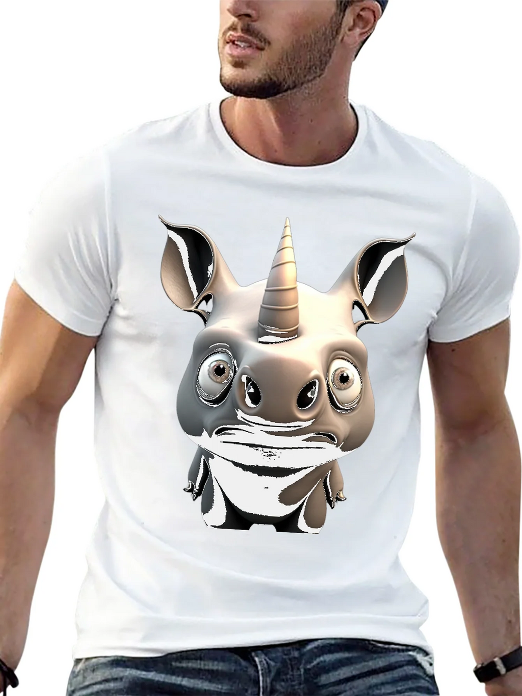 Unicorn Rhino Graphic T-Shirt - Quirky Animal Tee product image 12