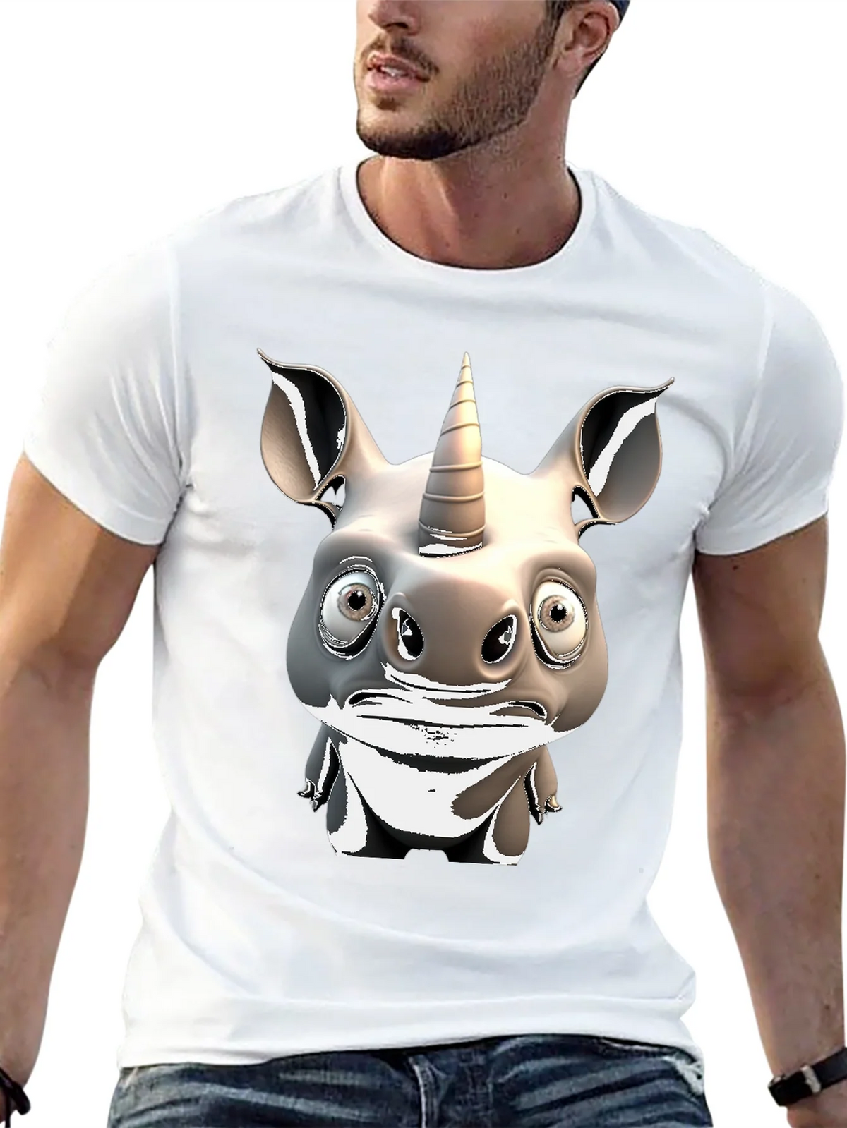 Unicorn Rhino Graphic T-Shirt - Quirky Animal Tee product image 12