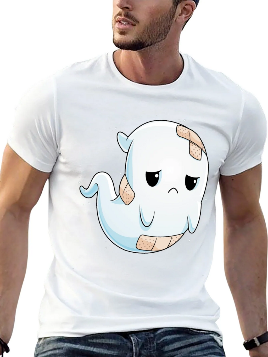 Sad Ghost T-Shirt - Black Cotton Blend Graphic Tee product image 12