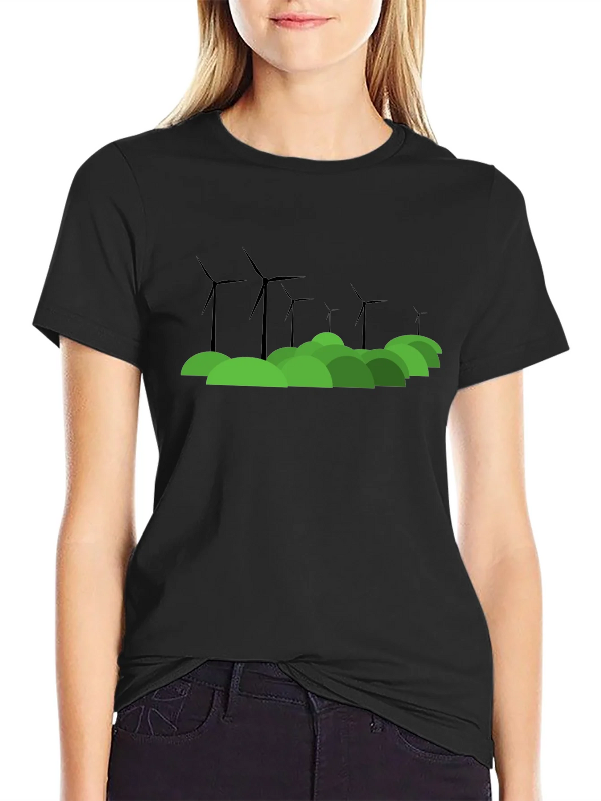 Eco Wind Turbine Graphic T-Shirt product image 1