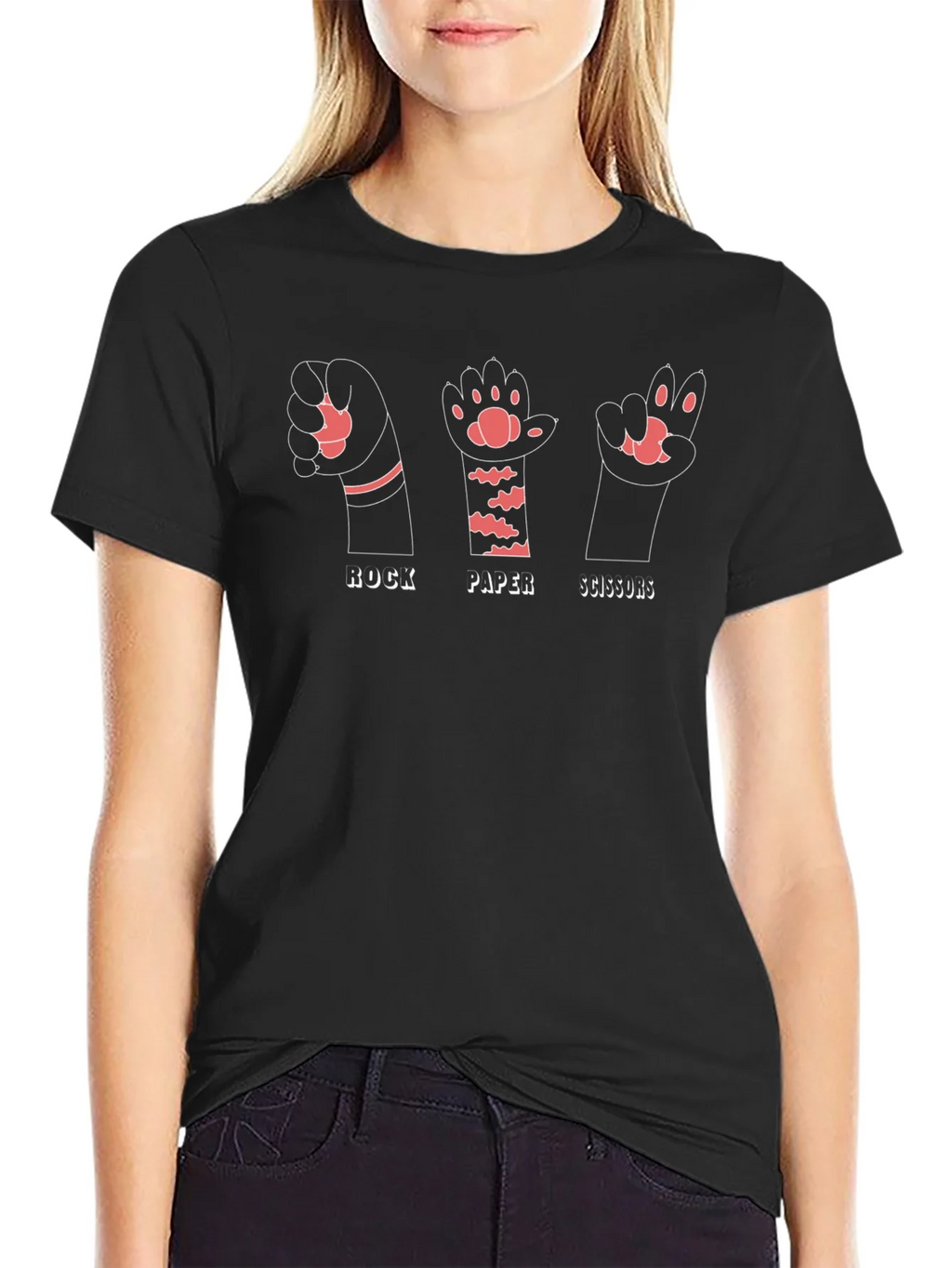 Rock Paper Scissors Cat Paw Graphic Tee product image 2