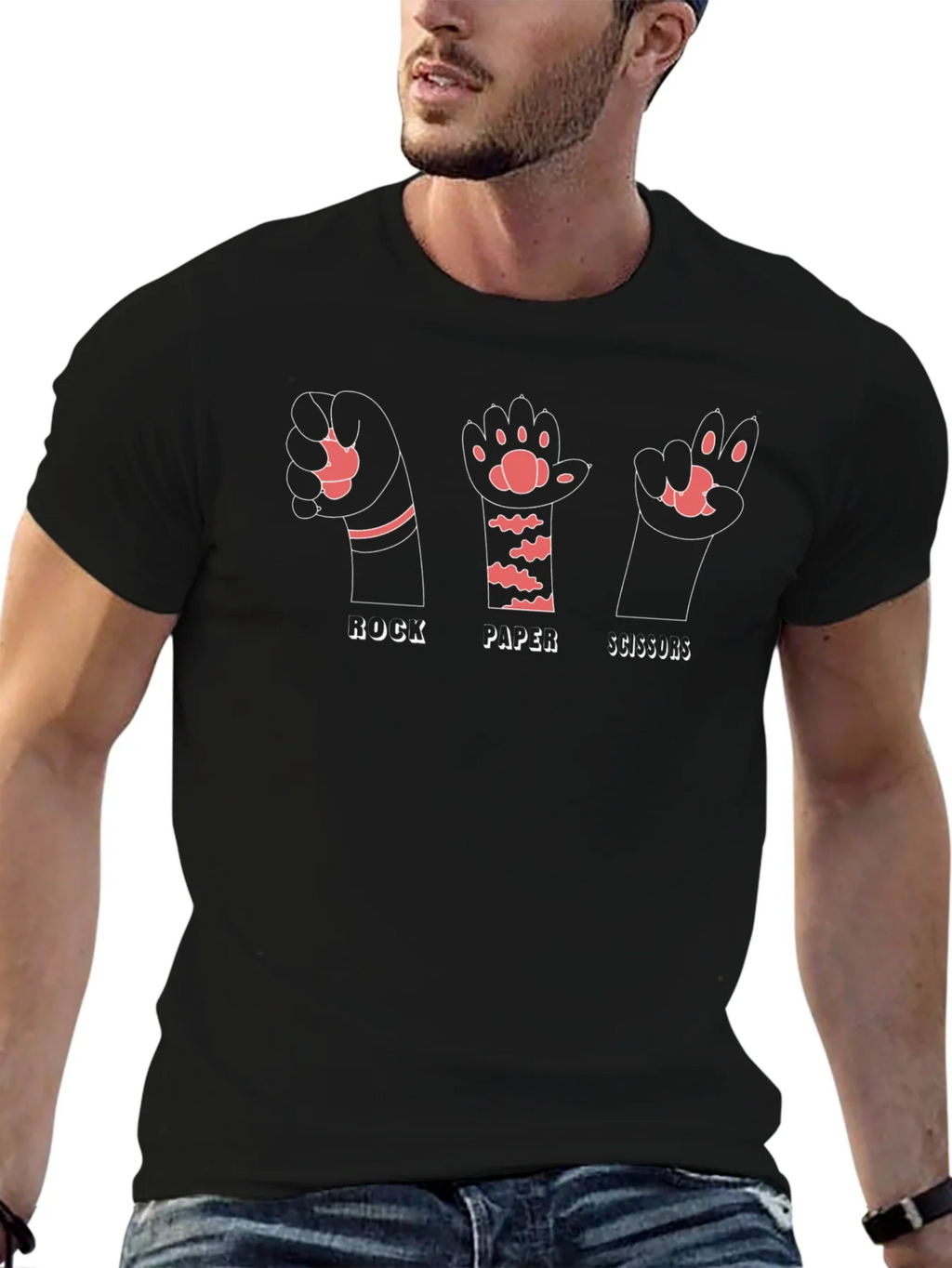 Rock Paper Scissors Cat Paw Graphic Tee product image 6