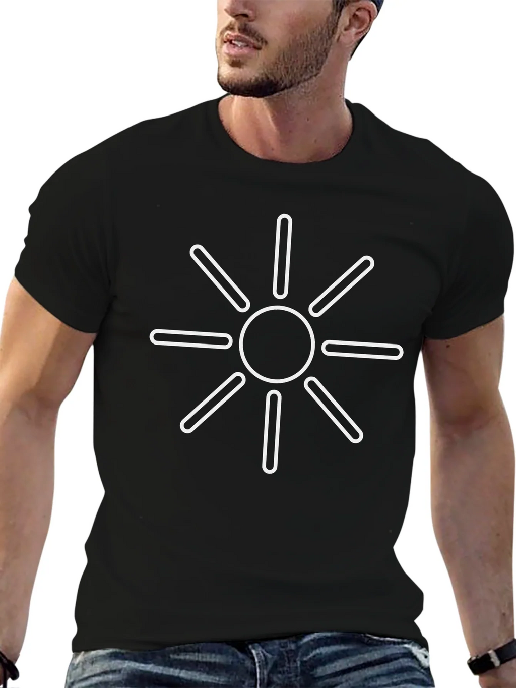 Sunburst Graphic Tee - Stylish Black Cotton T-Shirt product image 6