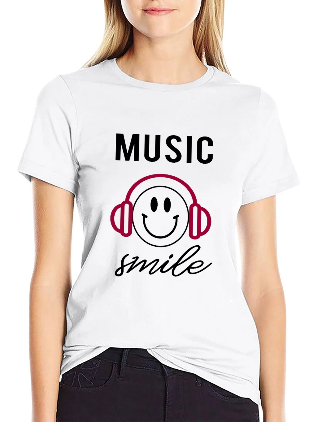 Music Smile Graphic Black T-Shirt product image 8