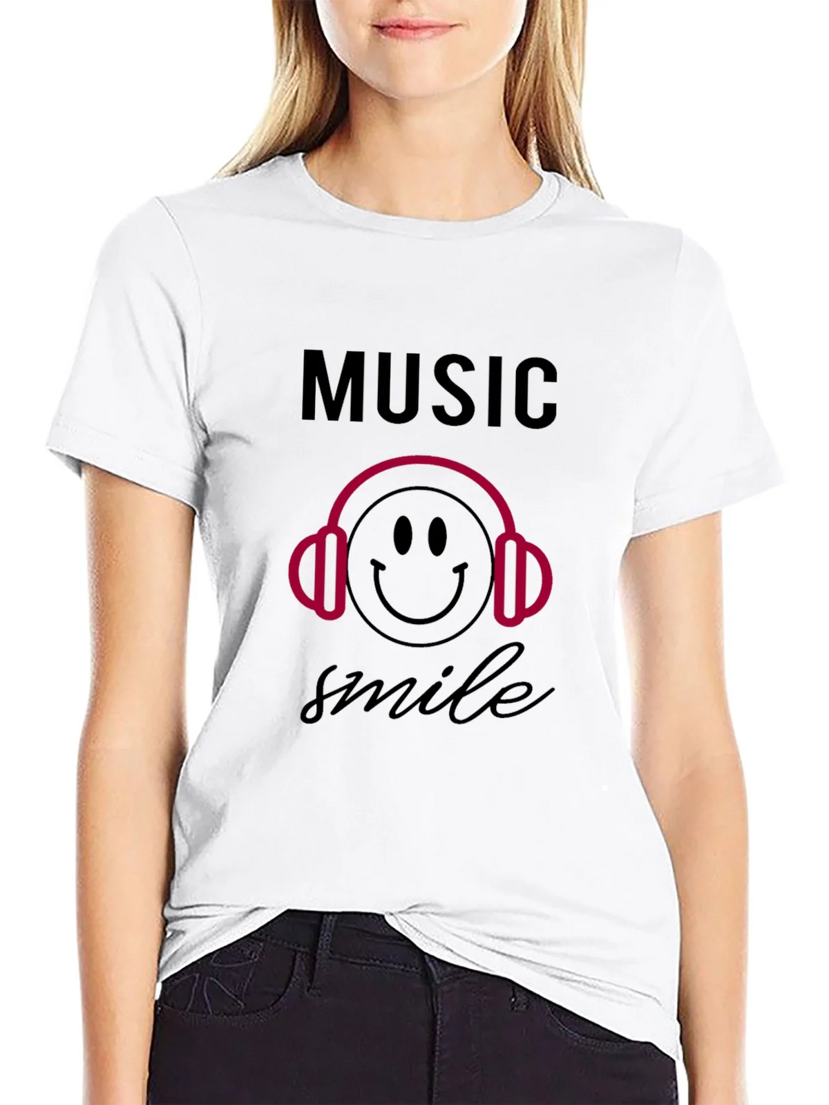 Music Smile Graphic Black T-Shirt product image 8