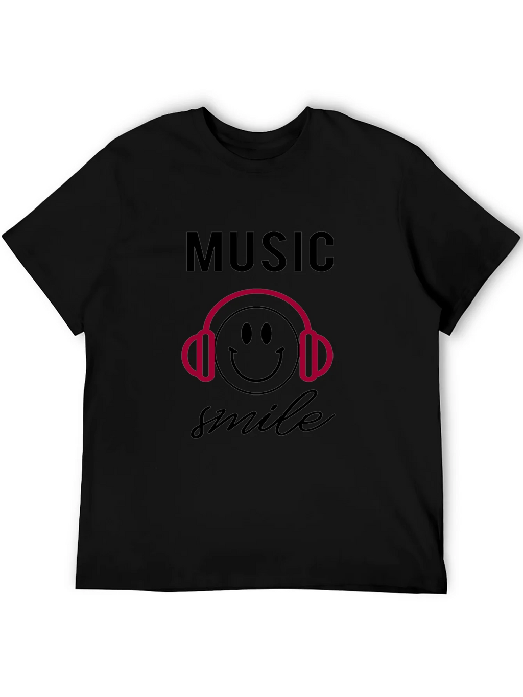 Music Smile Graphic Black T-Shirt product image 5