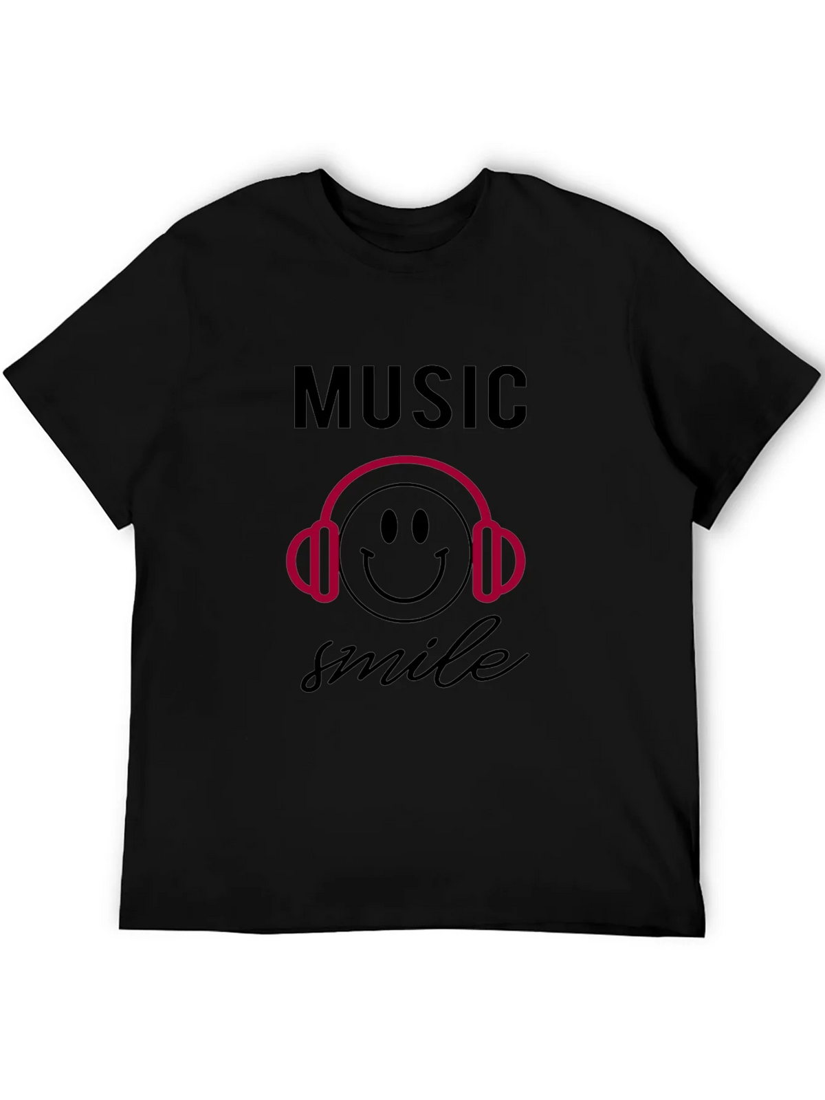 Music Smile Graphic Black T-Shirt product image 5